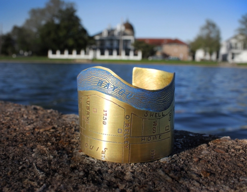 Bayou St. John Etched Cuff Bracelet by Brandi Couvillion | Brass or Copper Bayou St. John Etched Cuff Bracelet